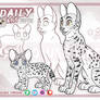 DAILY: Serval + markings + kitten (Cartoon Style)