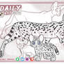 DAILY: Serval + markings + kitten (Cartoon Style)