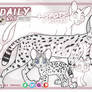DAILY: Serval + markings + kitten (Cartoon Style)