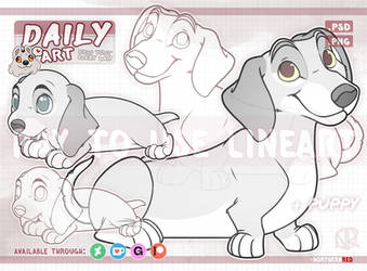 DAILY: Dachshund + puppy (Cartoon Style)