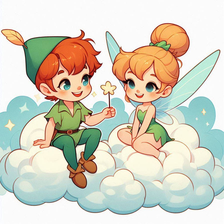 Peter Pan Partner PETER PAN AND TINKER BELL ON CLOUDS by NotNikki2 on DeviantArt