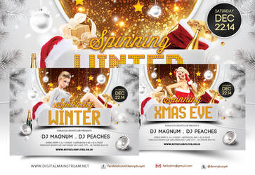 Spinning Winter And Xmas Party Flyer Template