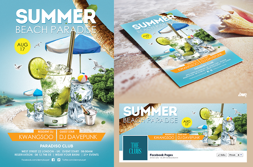 Summer Beach Cocktail Flyer Psd Print Template