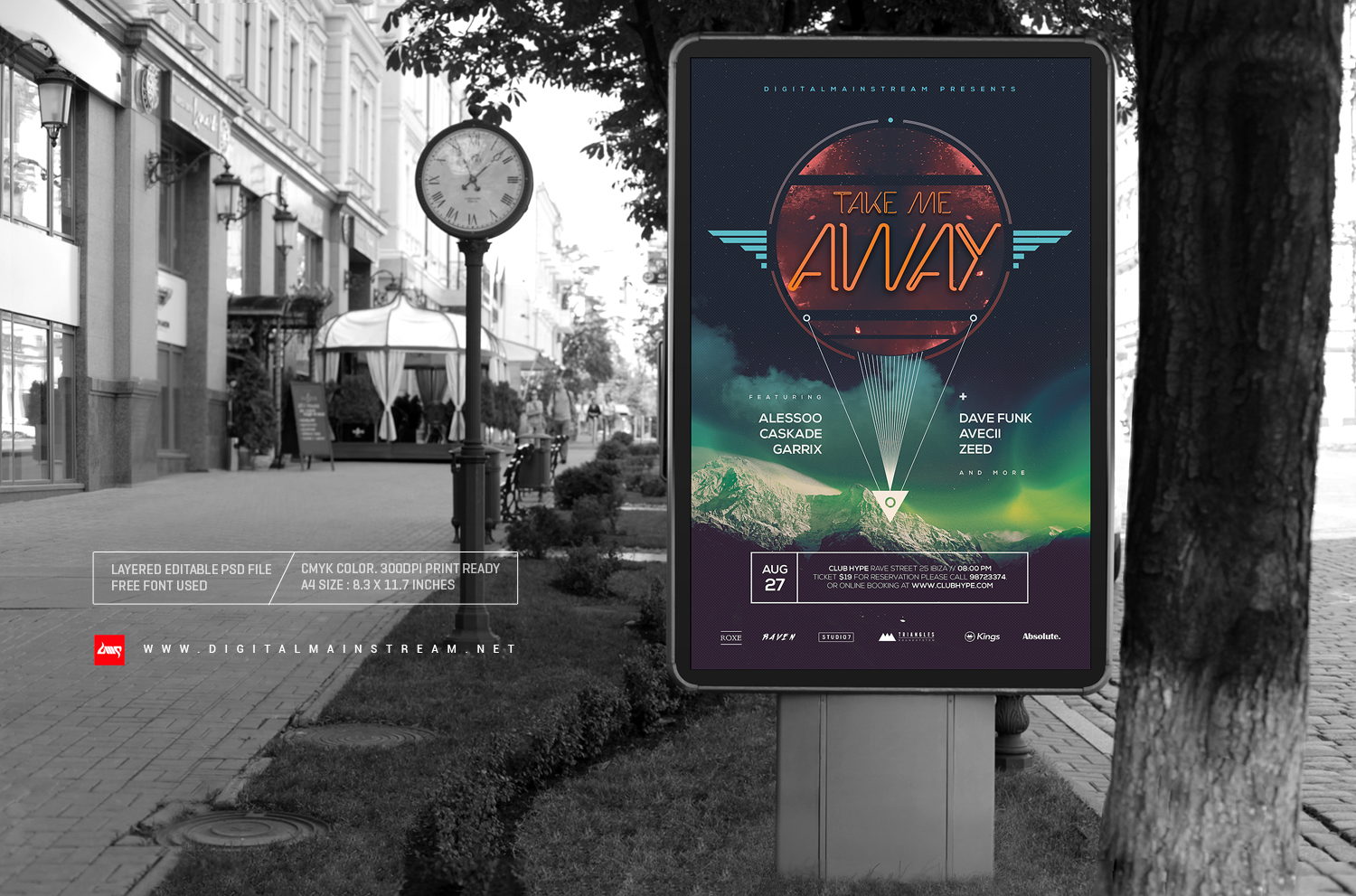 Take Me Away Electro Music Poster Template