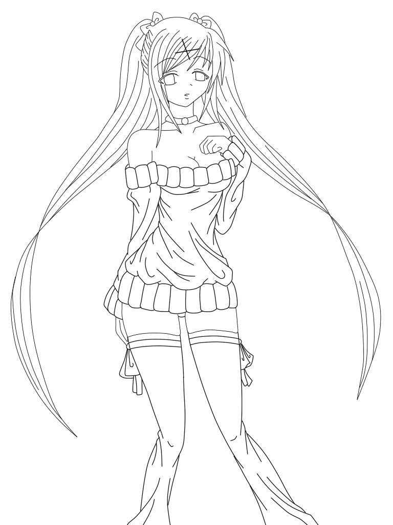 Miku Hatsune Lineart by BionicBranster on DeviantArt