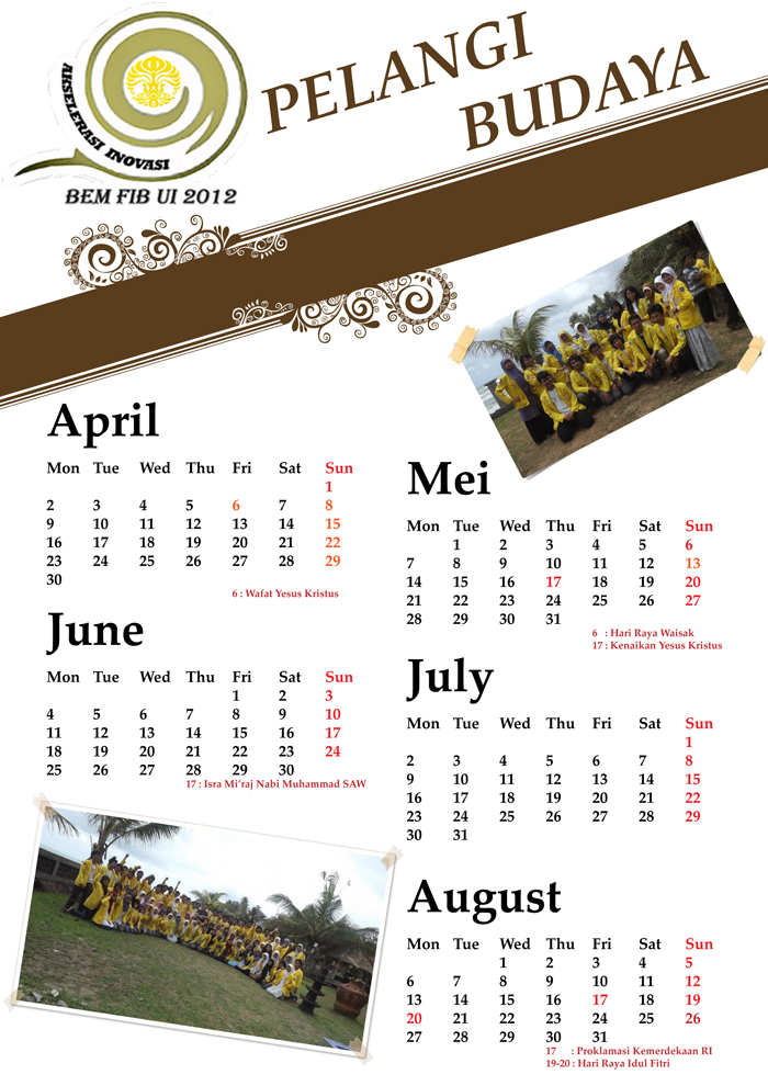 pelangi budaya calendar