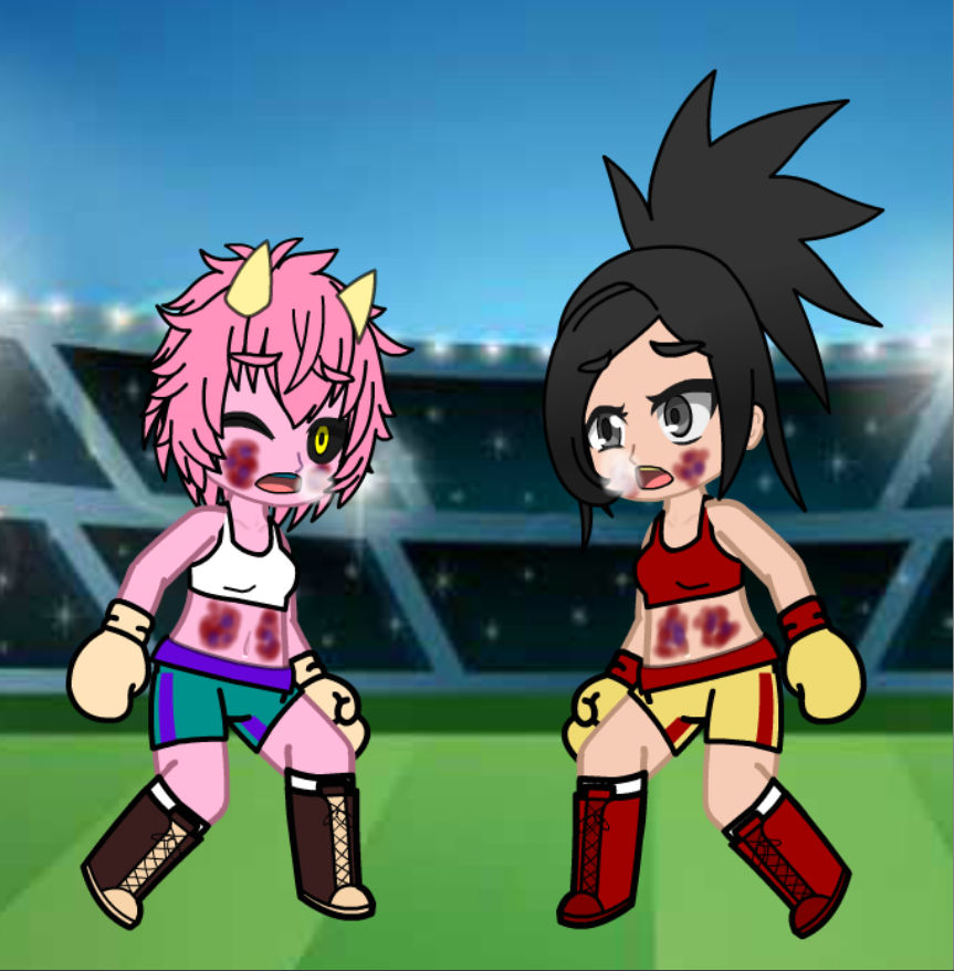 Mha Mina Ashido vs Momo Yaoyorozu boxing by Godzldr on DeviantArt