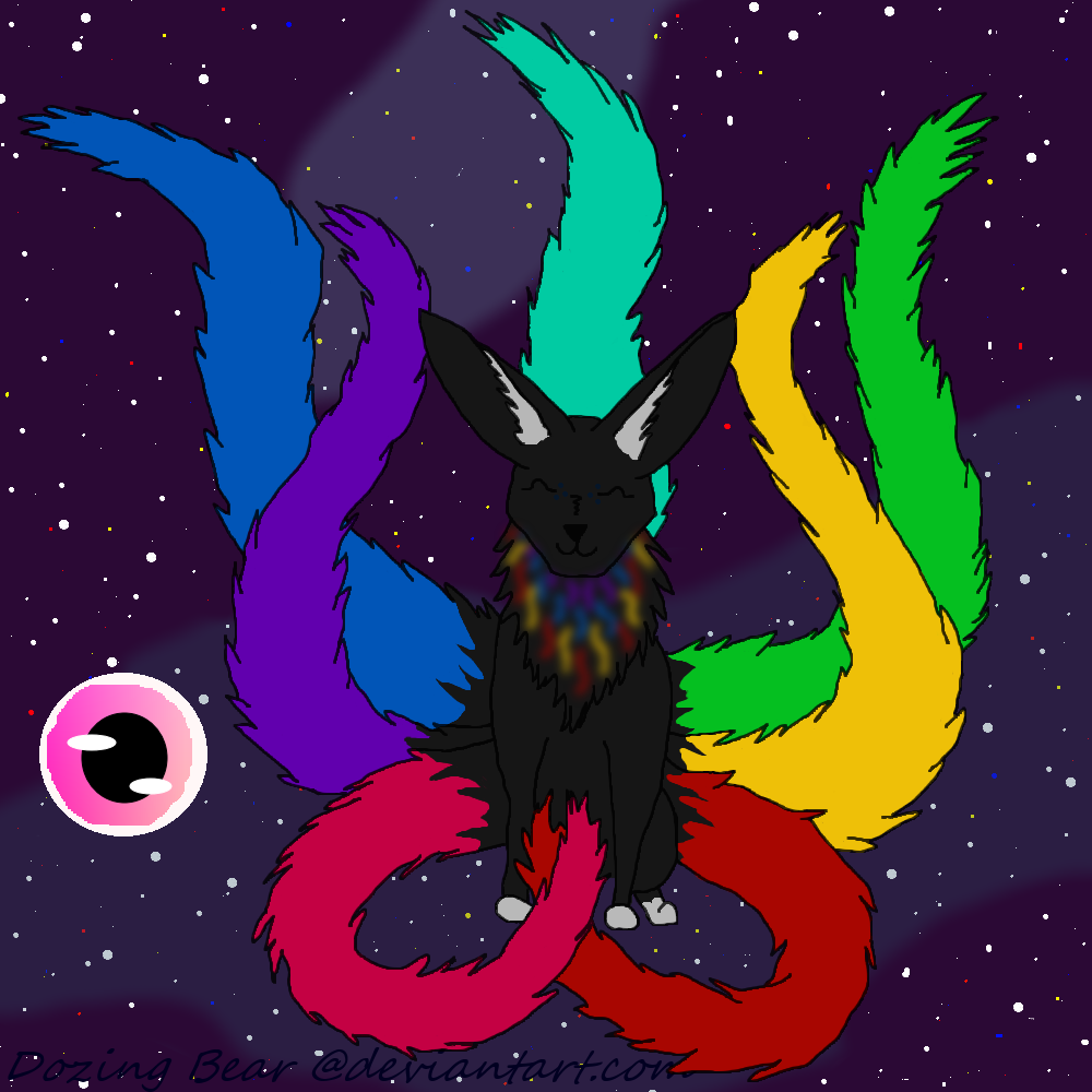 Kitsune design (dark rainbow) by DozingBear on DeviantArt