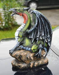 Ruby Throated Dragon Statue