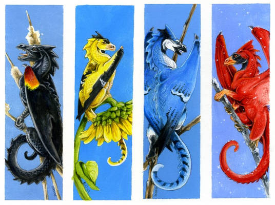 Bird Dragon bookmarks set 1