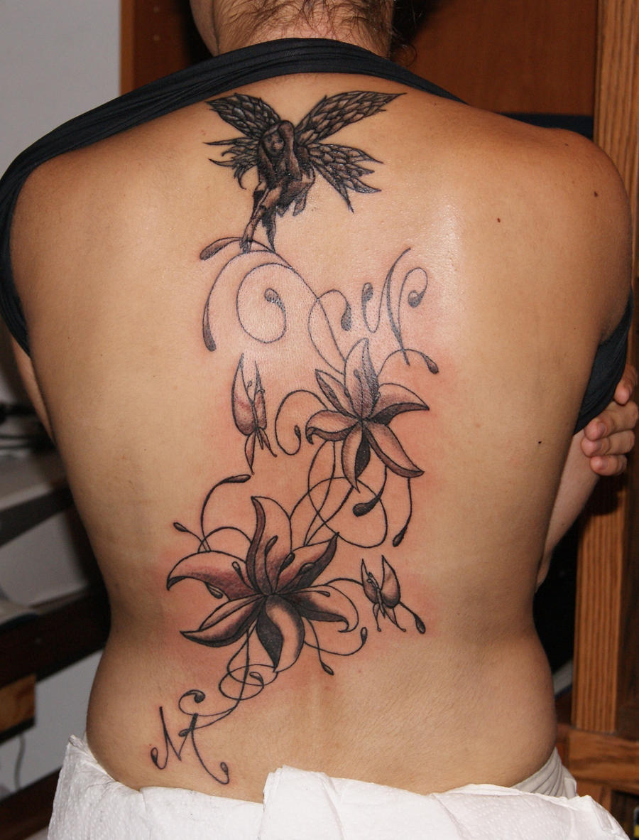 Tattoo Fairy and Flowers