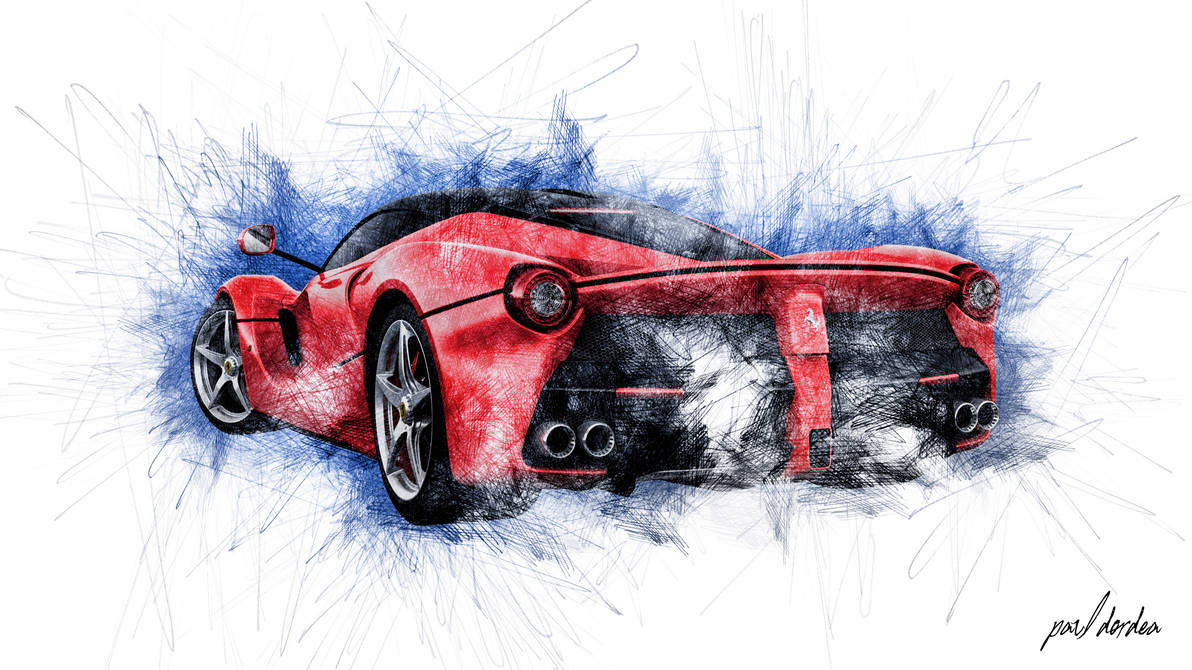Ferrari Rear Drawing La Ferrari Supercar Render - Back Side Sketch by Mandeologul on DeviantArt