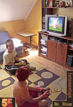 Kaji y Zap jugando PS2