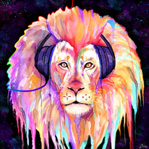 Watercolour Galaxy Lion Commission