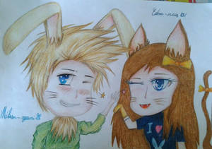 Makun-bunny and Edina-kitten
