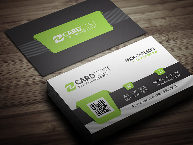 Free Green QR Code Business Card Template