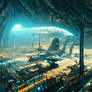 Alienplanet landscape spaceport of the shanta