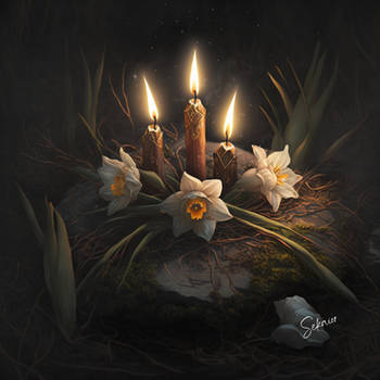 Imbolc Candles  Flowers