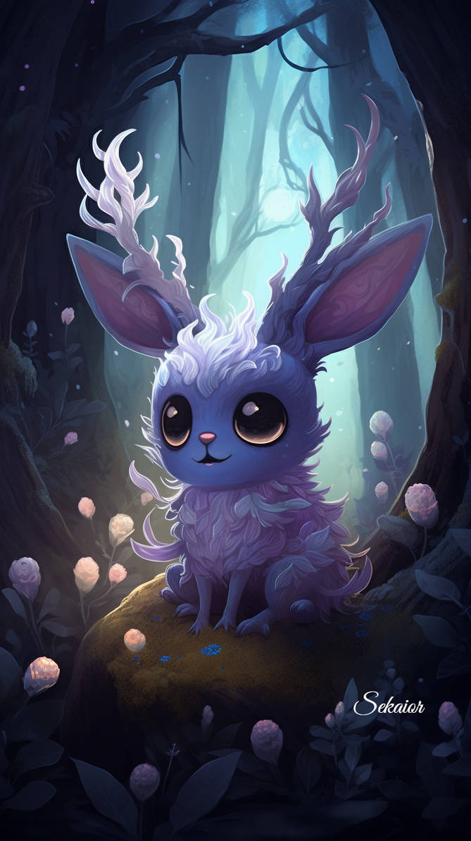 cute cryptid creature in a magical forest by SerrKai on DeviantArt