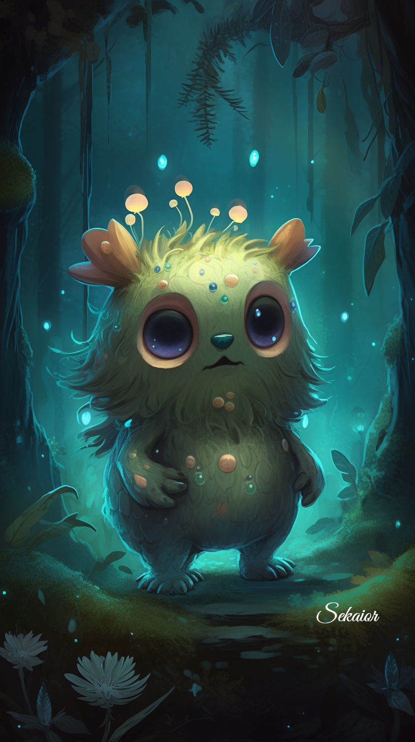 cute cryptid creature in a magical forest by SerrKai on DeviantArt