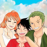The best trio - Luffy, Zoro and Nami by namiikawaii
