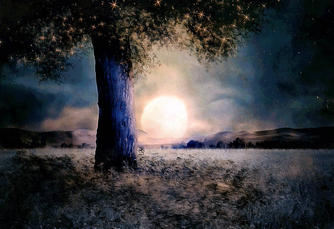 Слушать песни лунная ночь. Лунная ночь. Пейзаж с луной. Ночной пейзаж. Ночь Луна дерево.