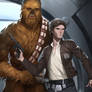 Commander Han Solo and Chewbacca