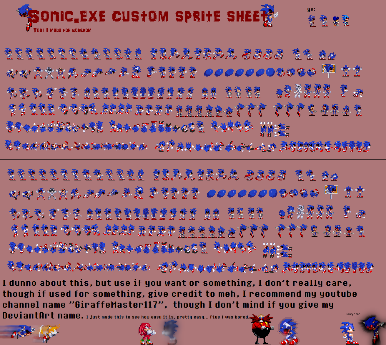 Sonic Exe Sprite Sheet (REUPLOAD/DESC) by LostSM64Fan on DeviantArt