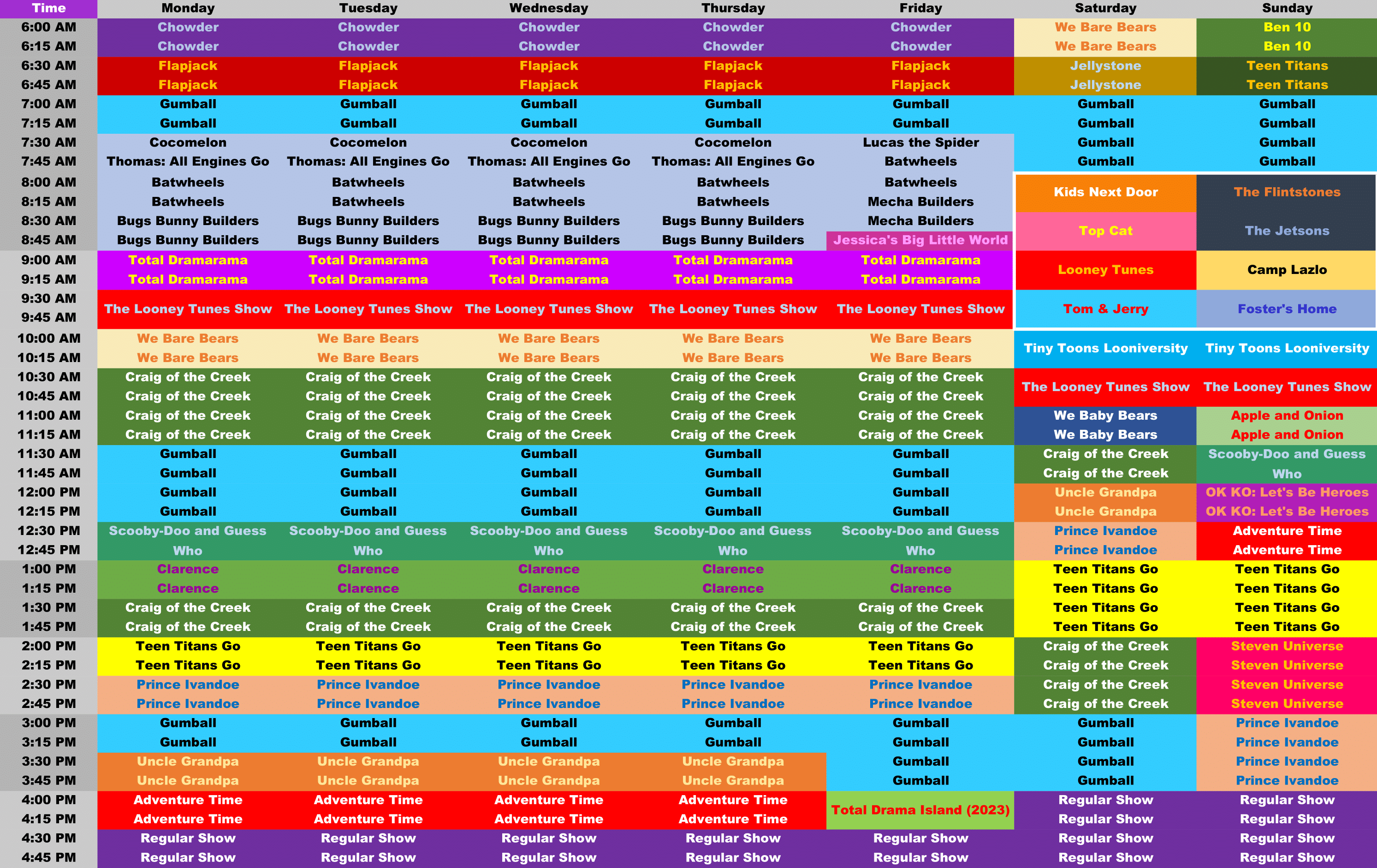 Ideal Cartoon Network Schedule (January 2025) by ArtieRaccoonReviews on