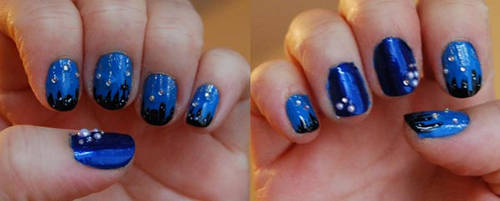 Night Time City Scape Nail Art