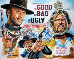 The Good The Bad The Ugly Clint Eastwood paintin