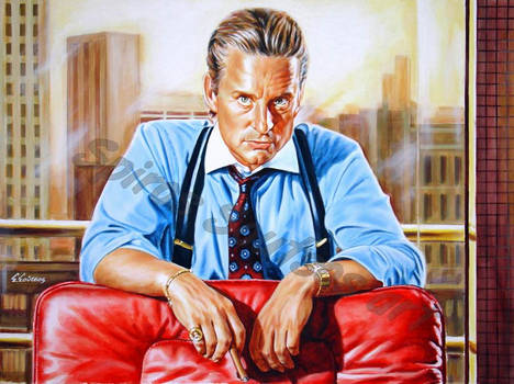 Michael Douglas Painting Portrait Wall Street