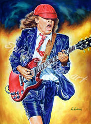 Angus Young ACDC painting portrait 130x97cm