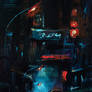 Neon city painting