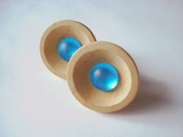 Blue Candy Wood Bowl Earrings