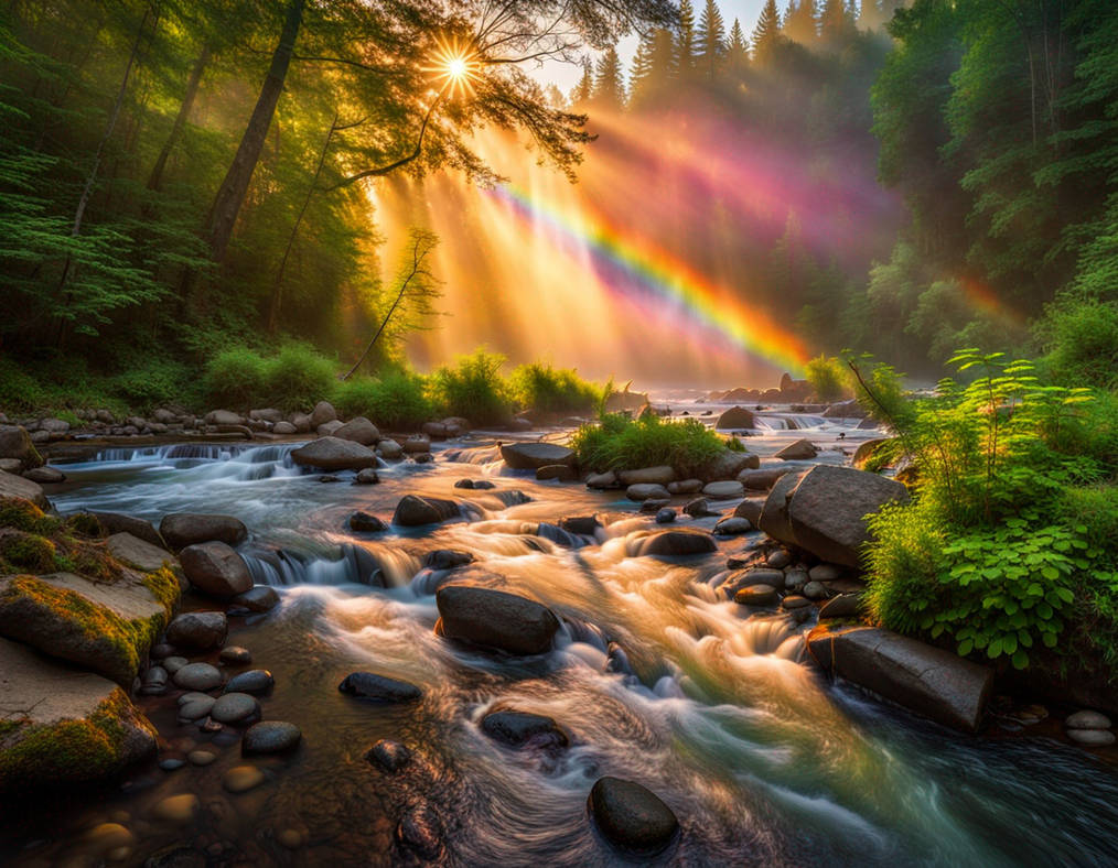 A vibrant, rainbow-colored mist rises from a seren by slippery46 on ...