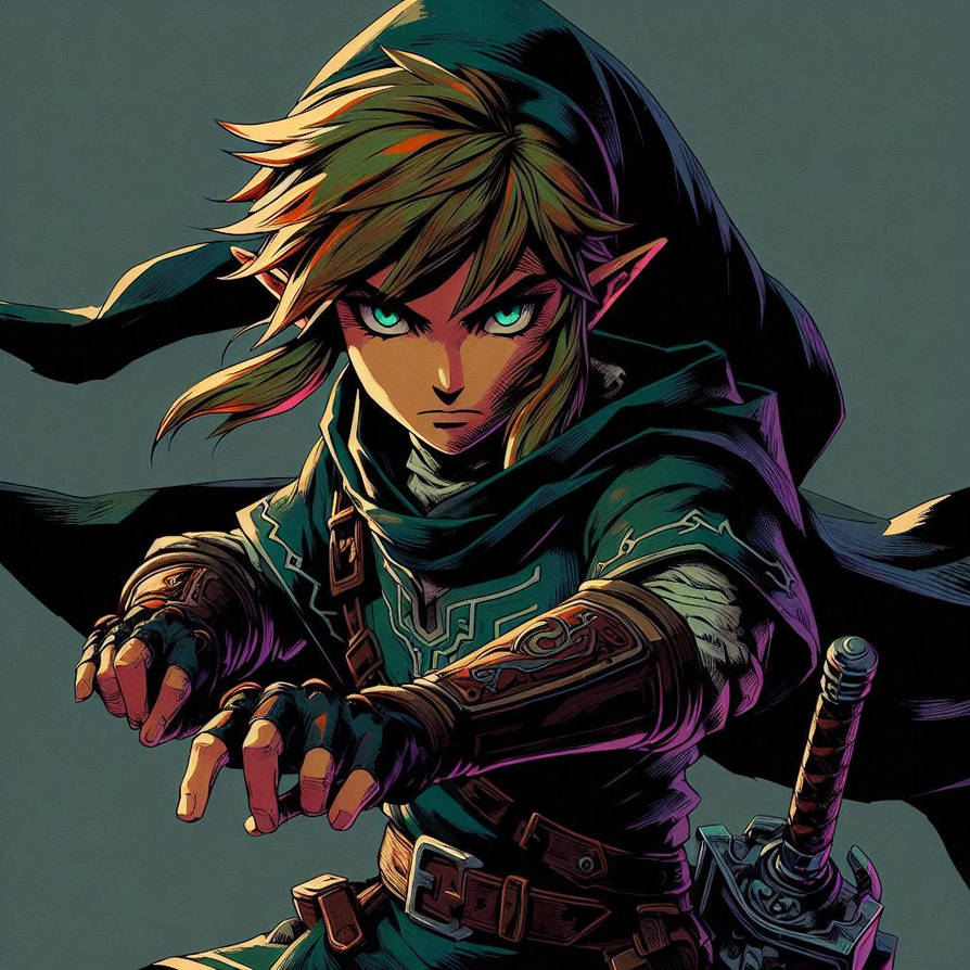 Db Ink Style Dark Link in a neo-traditional style, dynamically by dougdude10 on ...
