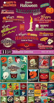 Halloween, labels, captions and backgrounds vector