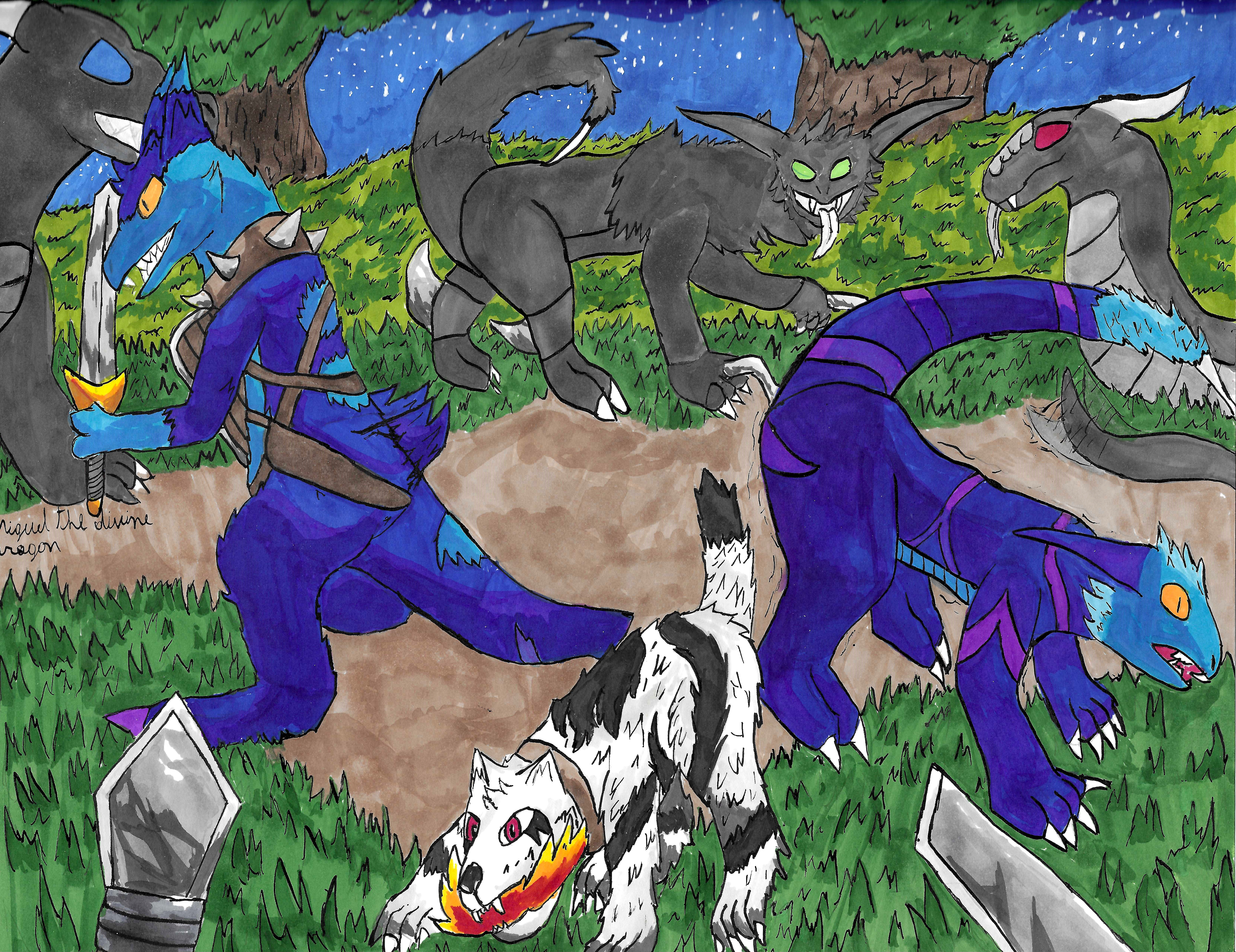 Ambush in the middle of the road (color)