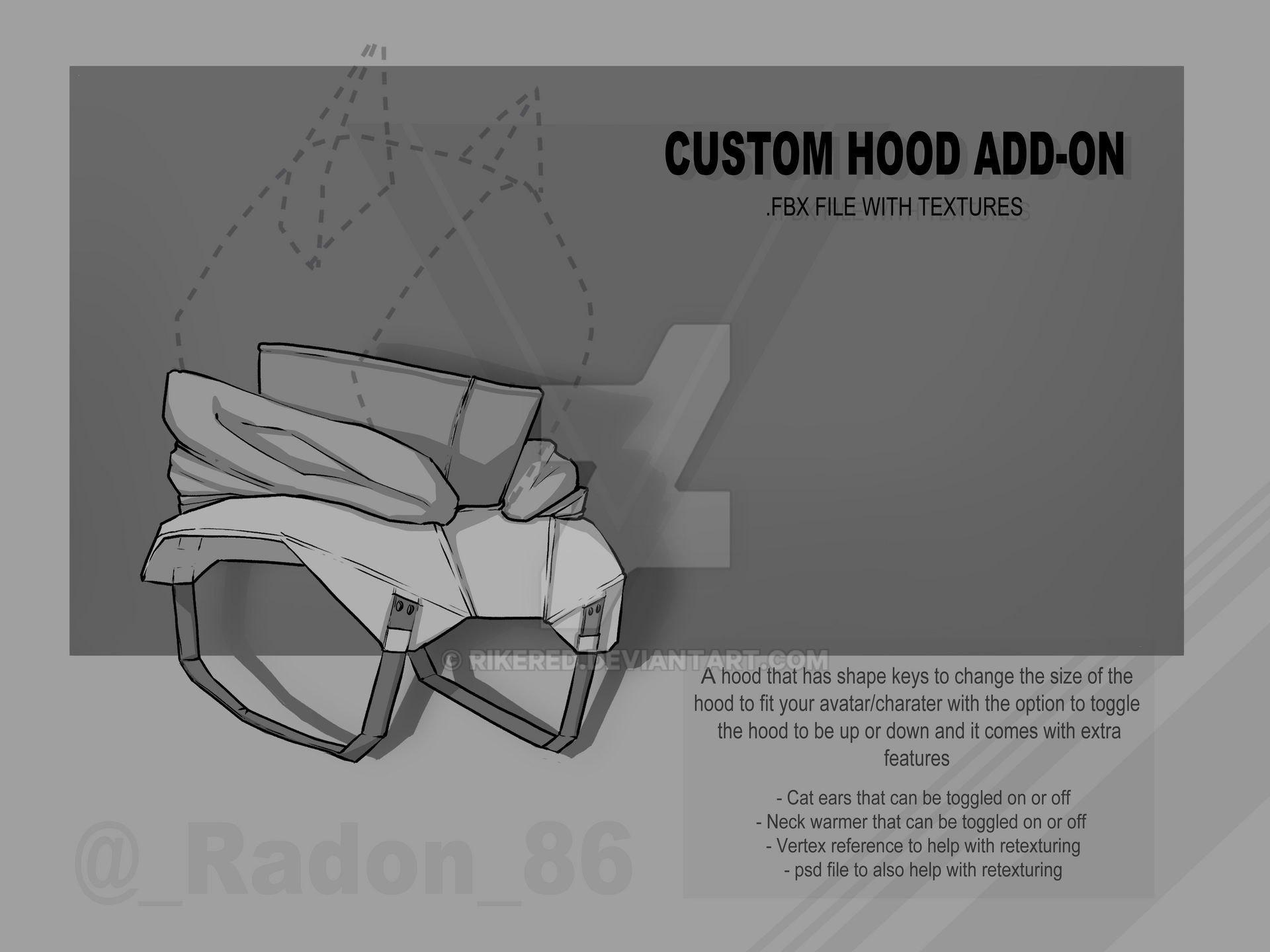Vrchat Hood Vrchat mmd hood add-on by Rikered on DeviantArt
