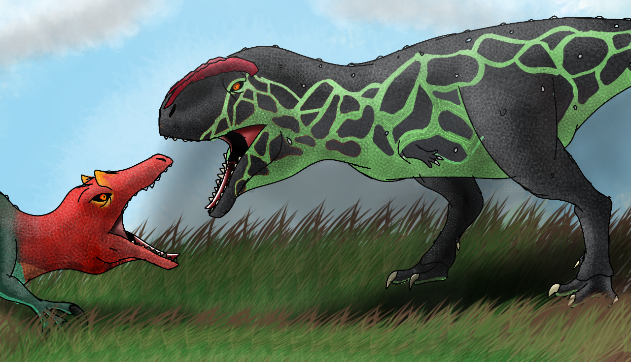 Rugops primus and Bahariasaurus ingens by saurophaganaxi on DeviantArt