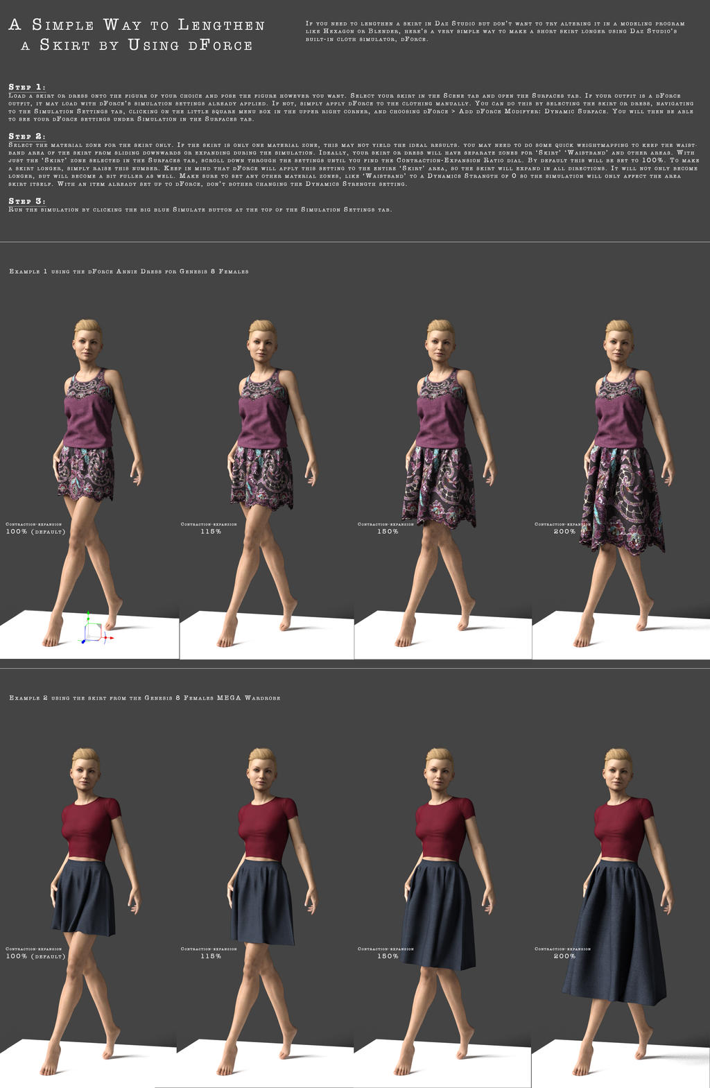 Use dForce to Make a Short Skirt Longer