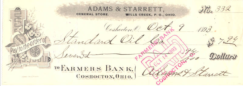 vintage bank check