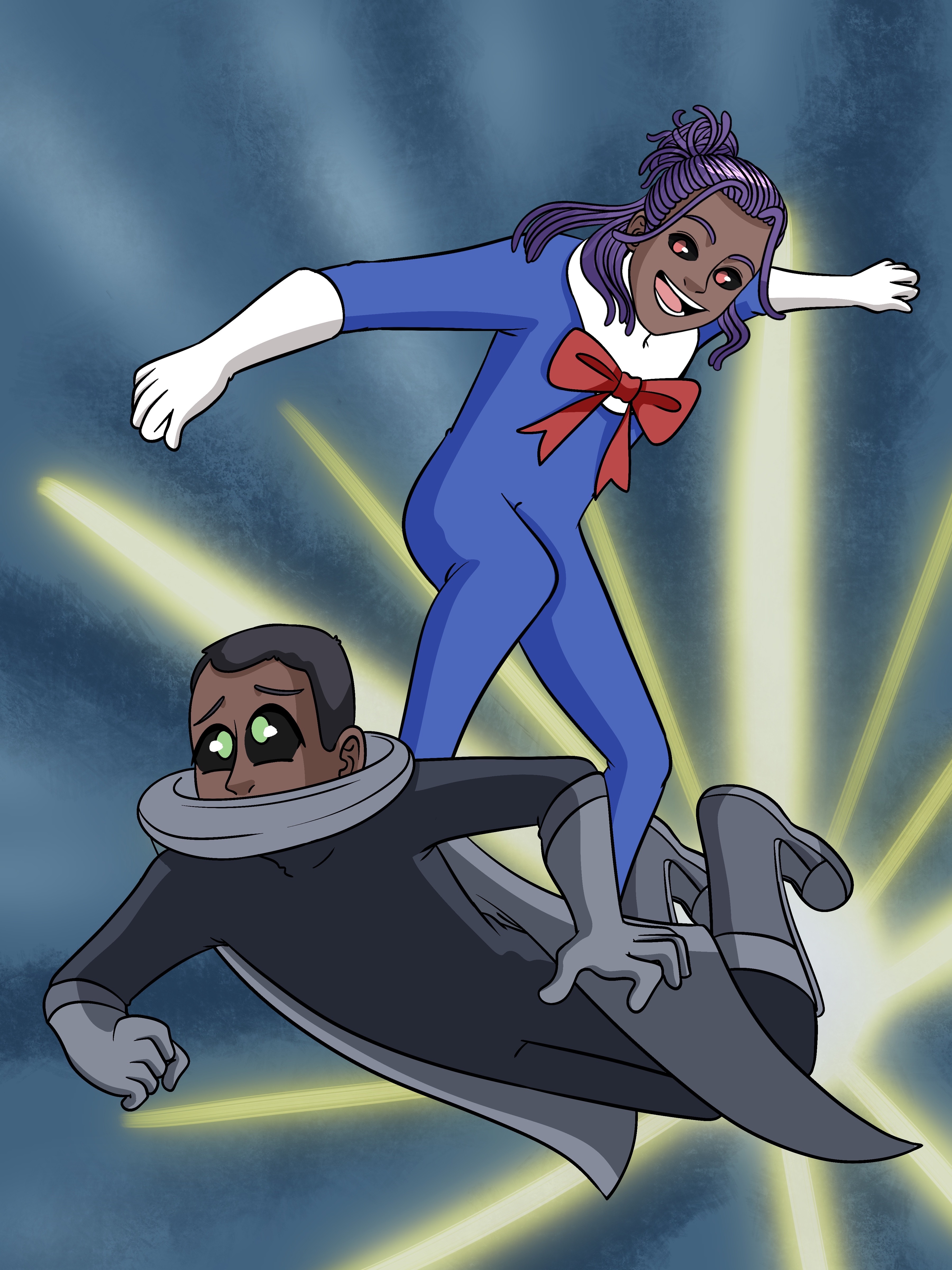 Kake and VideoMan fighting.