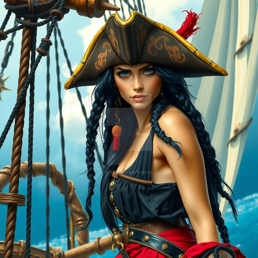 Young stunning beautiful pirate princess