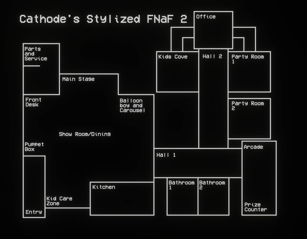 Fnaf Map Design Stylized FNaF 2 map layout! by CathodePlayer on DeviantArt