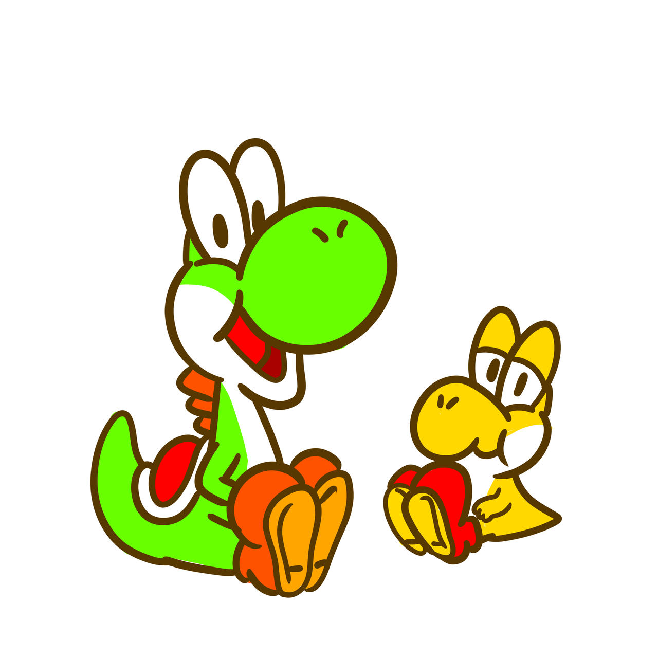 Yoshi And Little Yoshi by ToonDreamer on DeviantArt