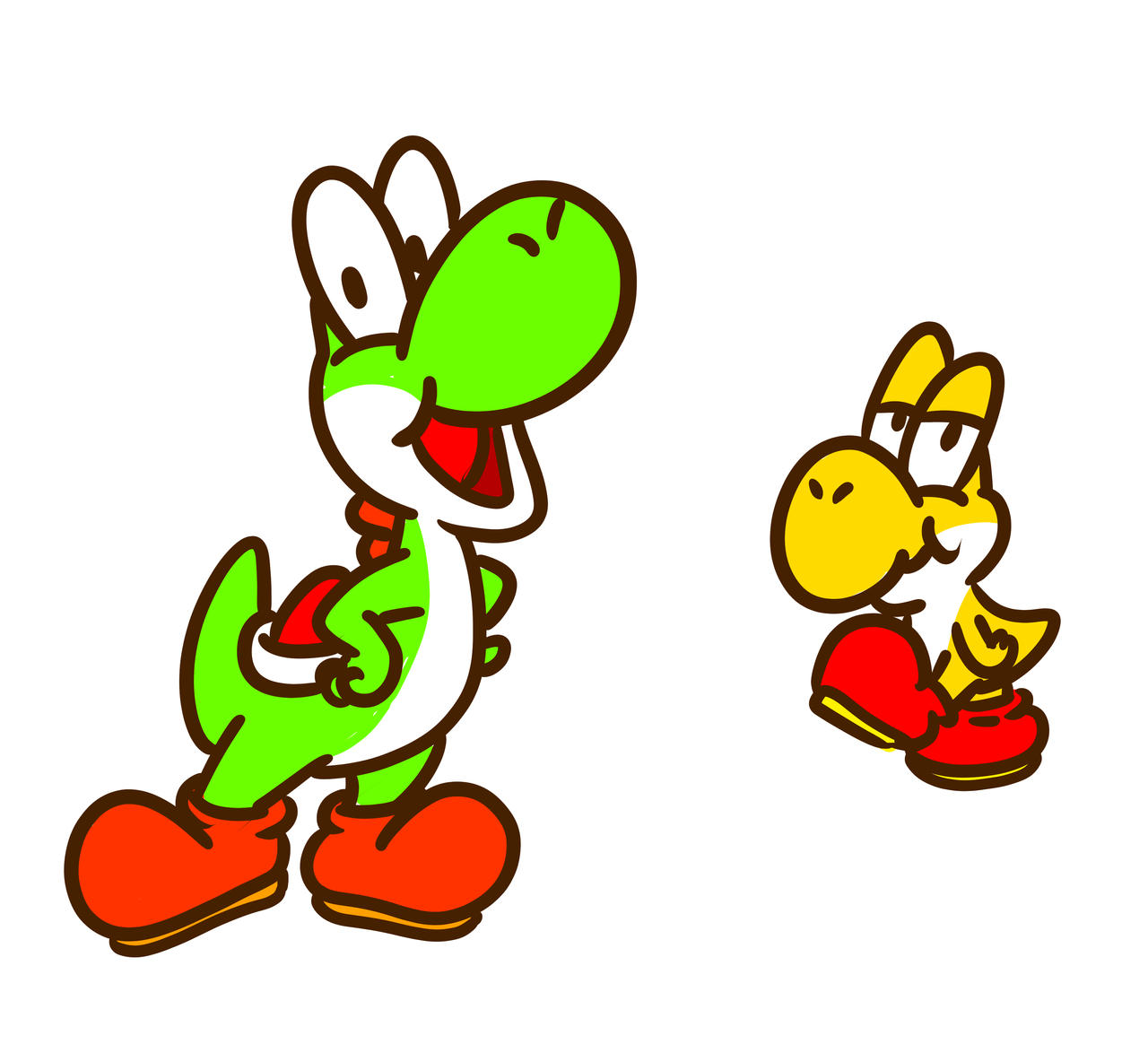 Yoshi And Little Yoshi Being Happy by ToonDreamer on DeviantArt