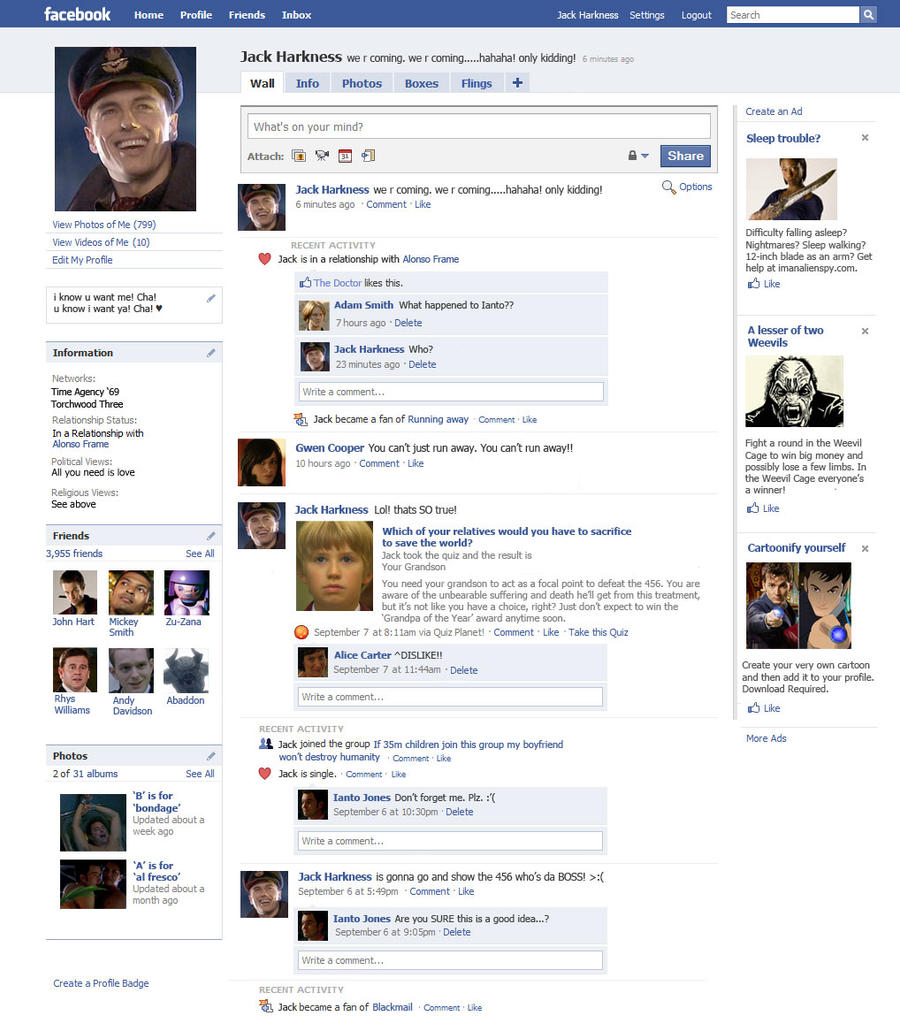 Jack Harkness' Facebook Page