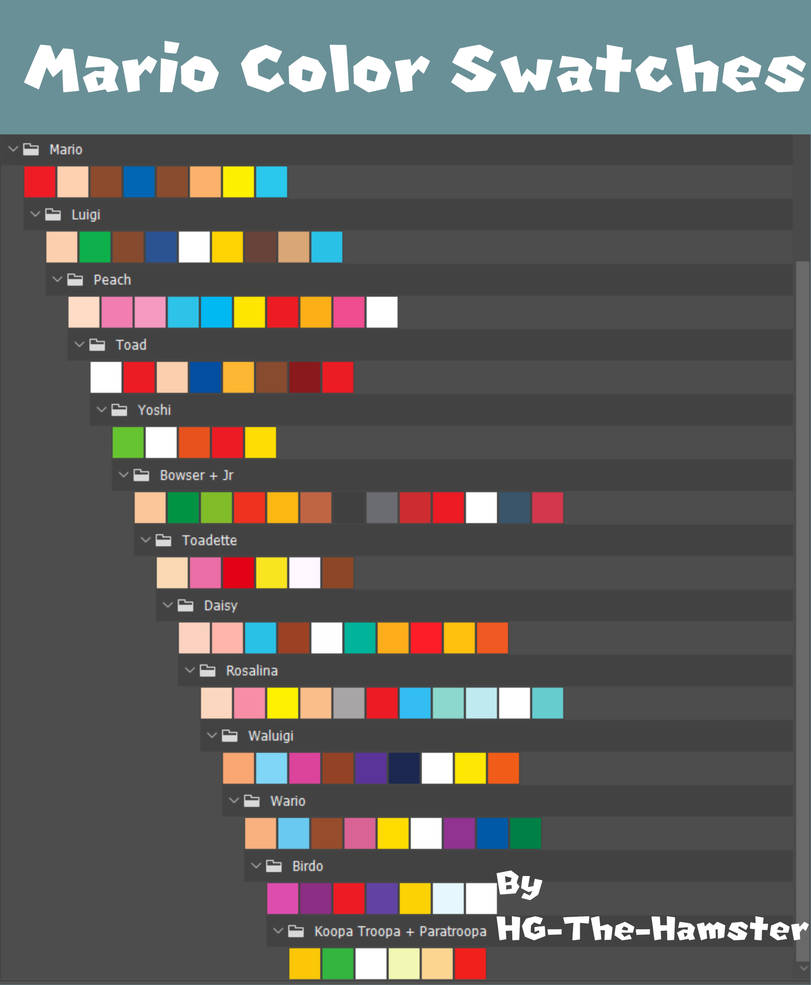 Mario Color Swatches 2d Mario Palettes by HG-The-Hamster on DeviantArt